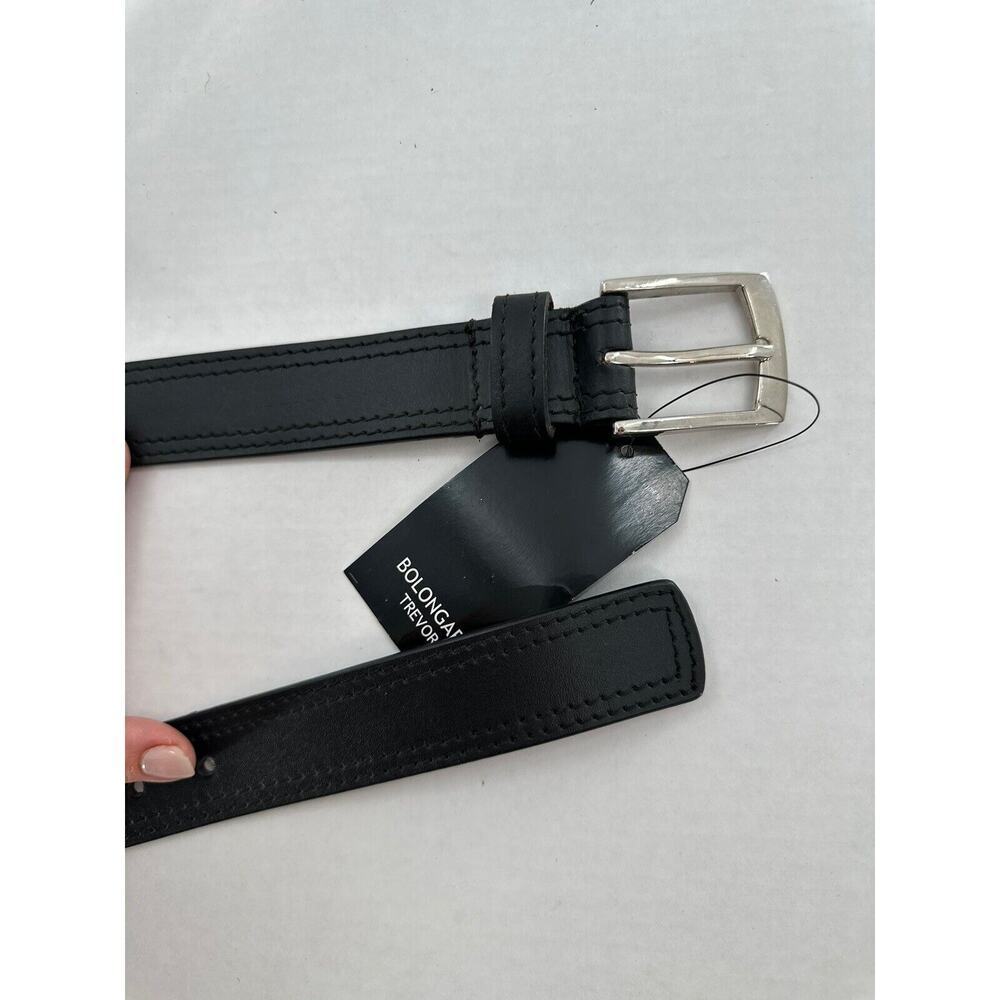 Bolongaro Trevor Mens Dress Belt Black 100% Leather Silver Buckle Size 28 Formal - Picture 5 of 6
